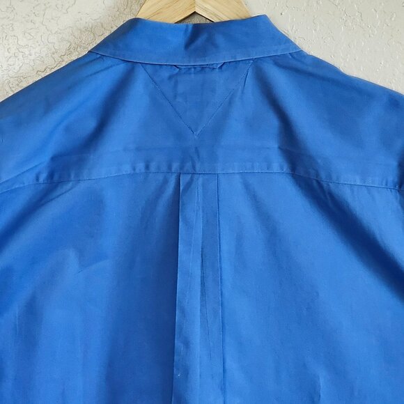 Vntg Y2K Tommy Hilfiger XL Mens Blue Shirt XL Cotton Business Casual Logo - Picture 9 of 12